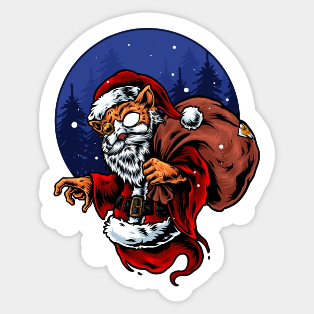 Cat santa Sticker by vhiente